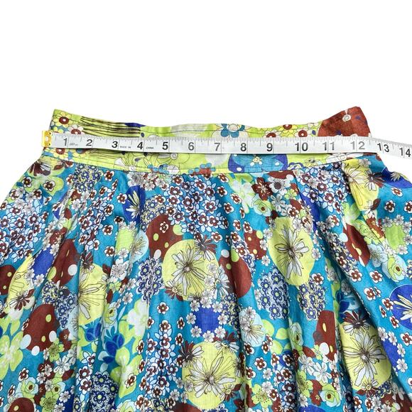 Workers For Freedom | Women | Floral A-Line Boho Hippie Circle Midi Skirt | Sz 4 - Picture 4 of 12